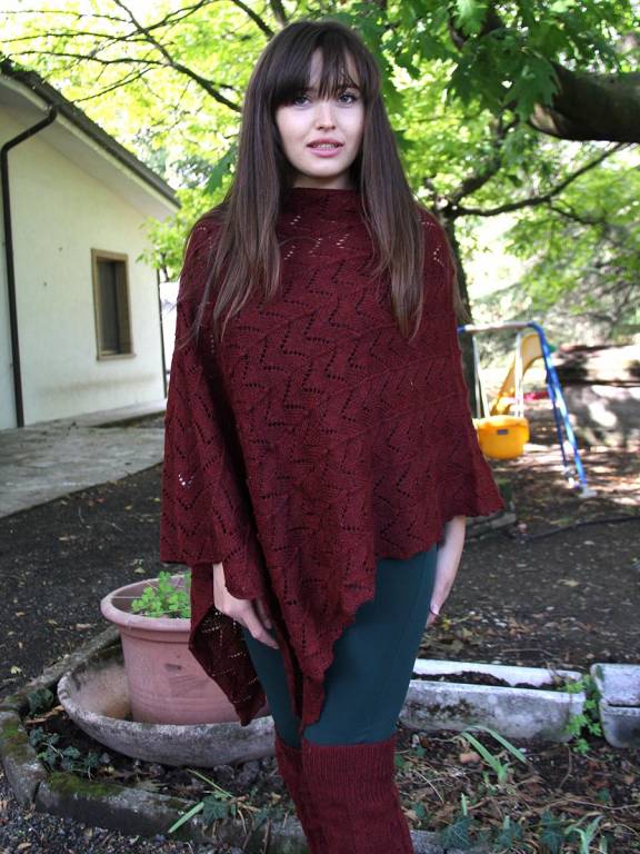 Damen Strick Poncho aus Alpaka Samba