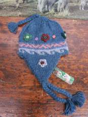folk childrens alpaca blue hat