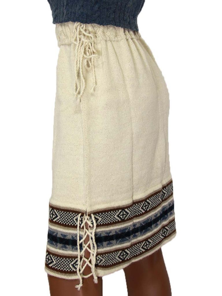 white alpaca knit skirt blu