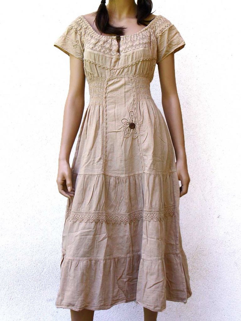 Country look Damen Kleid - eine Farbe Kleid -Sommerkleidung - La Mamita