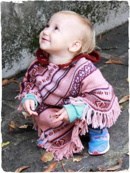Ghita Kapuze Alpaka Poncho für Kinder