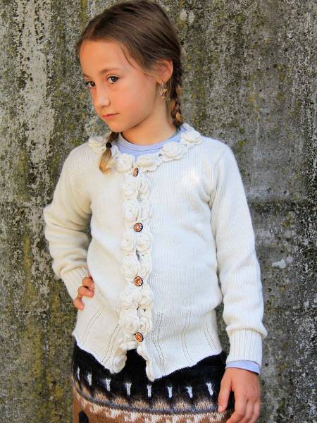 Alpaka Strickjacke Kinder Flowers Junior