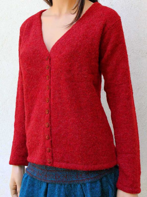 cardigan alpaca rosso MARILYN.