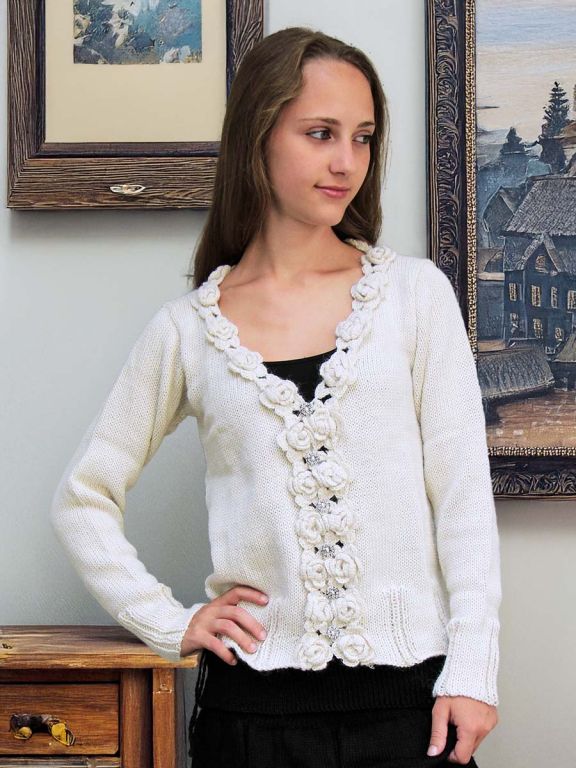 Alpaca wool Cardigans womens New Flowers.